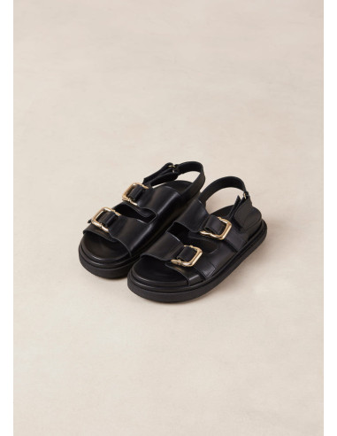 Harper - Black Leather Sandals